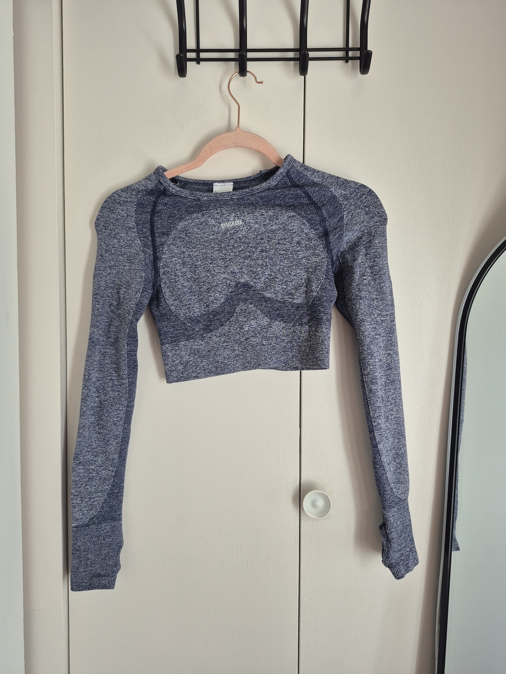 Gymshark Heather Navy Seamless Long-Sleeve Crop Top
